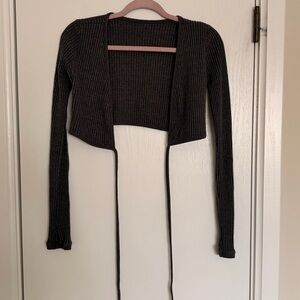 Joah Brown Charcoal Open-Front Sweater + Shorts